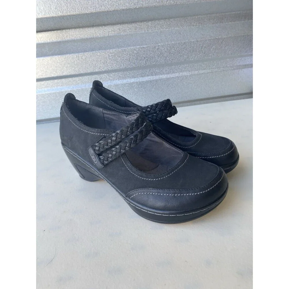 JBU by Jambu Emerald Women's Wedge Mary Jane Pumps Black Size 8M Braided Vegan